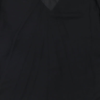 Cleo Womens Black Polyester Basic Button-Up Size 10 V-Neck