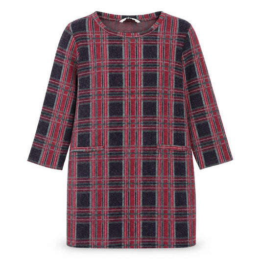 TU Womens Pink Plaid Polyester Shift Size 10 Round Neck Pullover