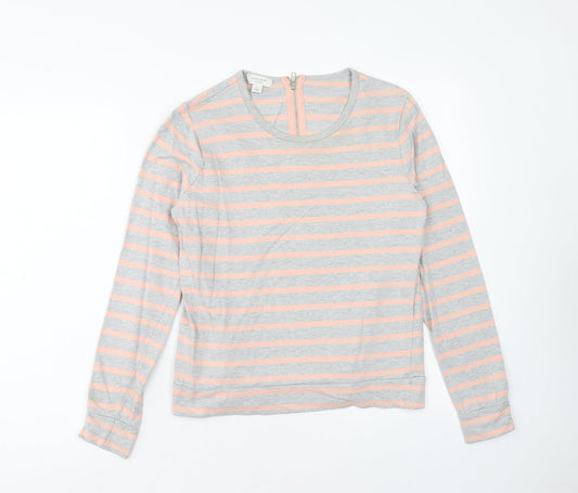 Witchery Womens Grey Striped Cotton Basic Blouse Size S Scoop Neck