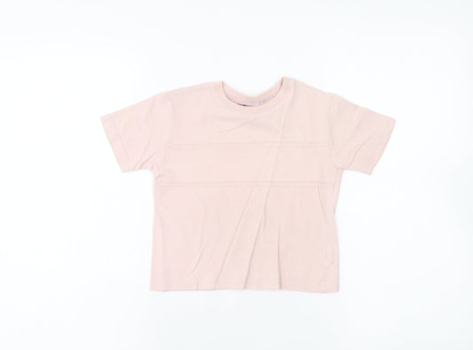 NEXT Girls Pink Cotton Basic T-Shirt Size 2XS Round Neck Pullover