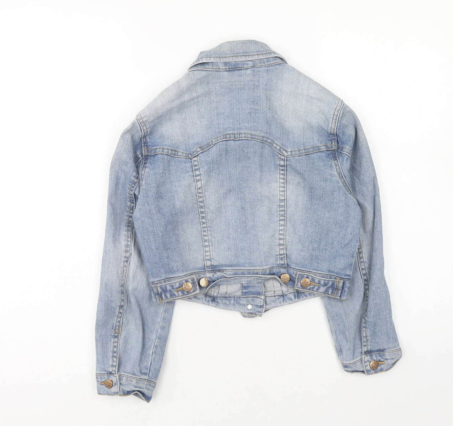 Denim & Co. Womens Blue Jacket Size 8 Button