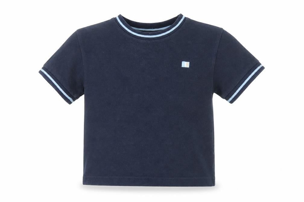 Adams Boys Blue Cotton Basic T-Shirt Size 12-18 Months Round Neck Pullover