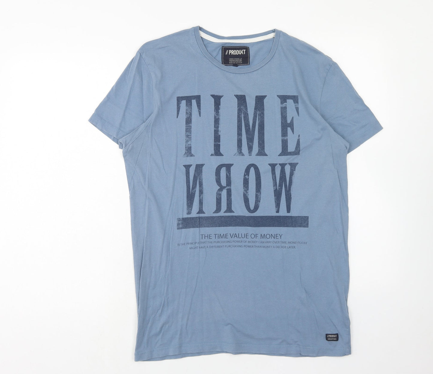 Produkt Mens Blue Cotton T-Shirt Size M Round Neck