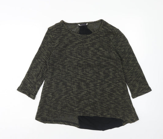Marks and Spencer Womens Green Round Neck Cotton Pullover Jumper Size 12