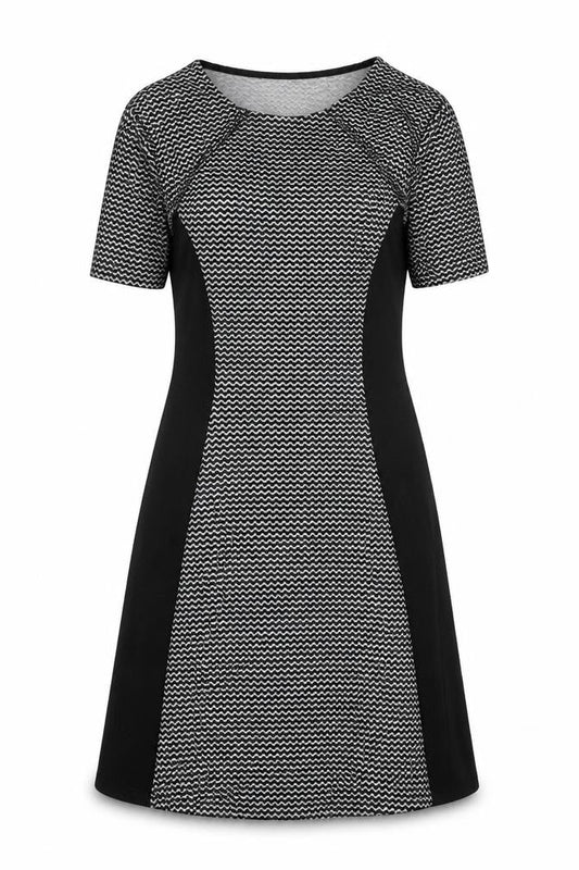 Divided by H&M Womens Black Geometric Polyester A-Line Size 8 Scoop Neck Pullover