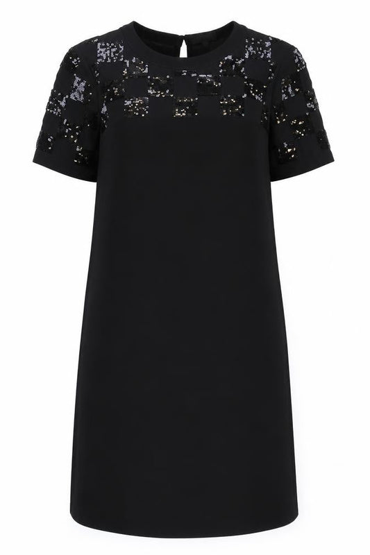 Debenhams Womens Black Polyester A-Line Size 10 Round Neck Button