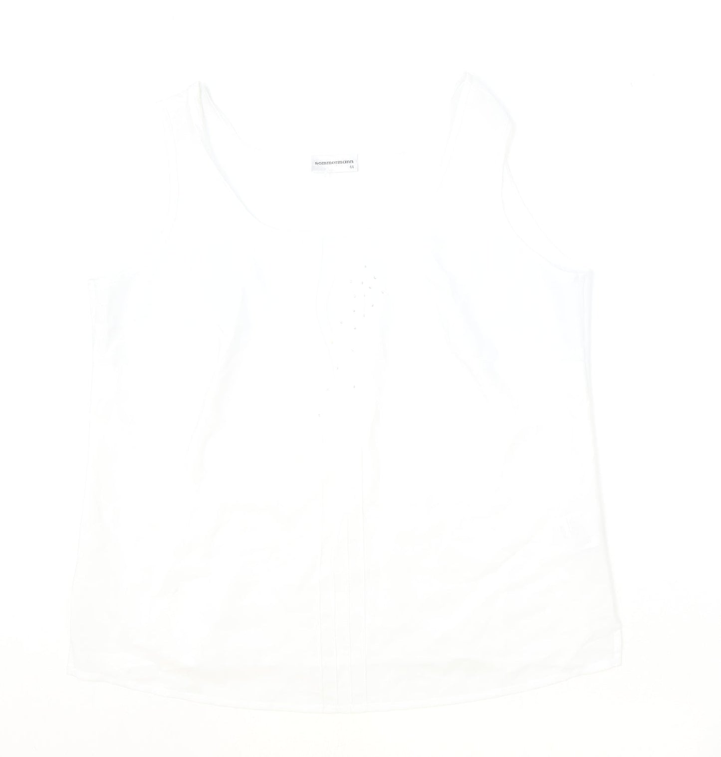 Sommermann Womens Ivory Polyester Basic Tank Size 16 Round Neck
