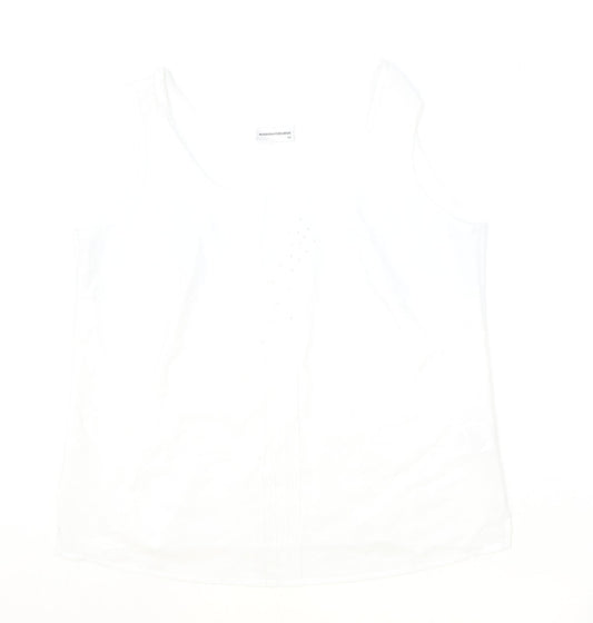 Sommermann Womens Ivory Polyester Basic Tank Size 16 Round Neck