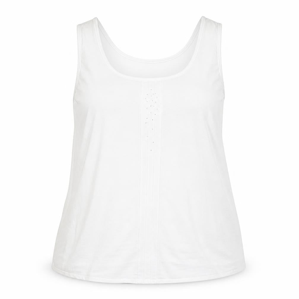 Sommermann Womens Ivory Polyester Basic Tank Size 16 Round Neck