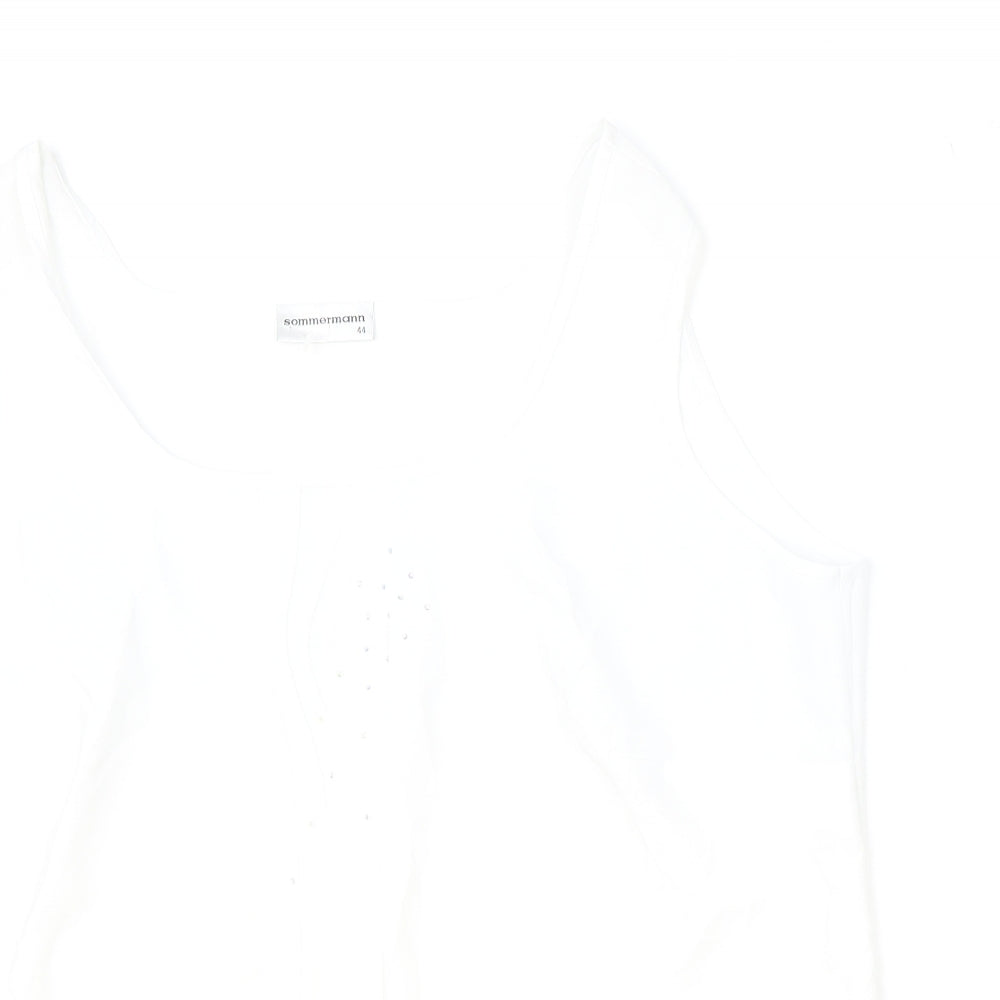 Sommermann Womens Ivory Polyester Basic Tank Size 16 Round Neck