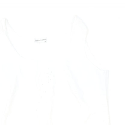 Sommermann Womens Ivory Polyester Basic Tank Size 16 Round Neck