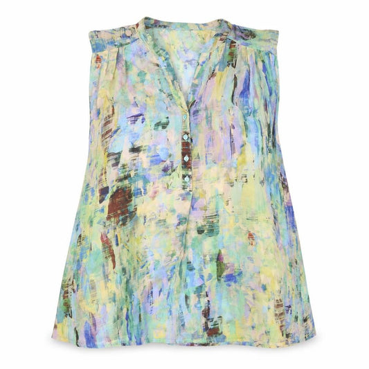 b.young Womens Multicoloured Geometric Polyester Basic Tank Size 12 V-Neck