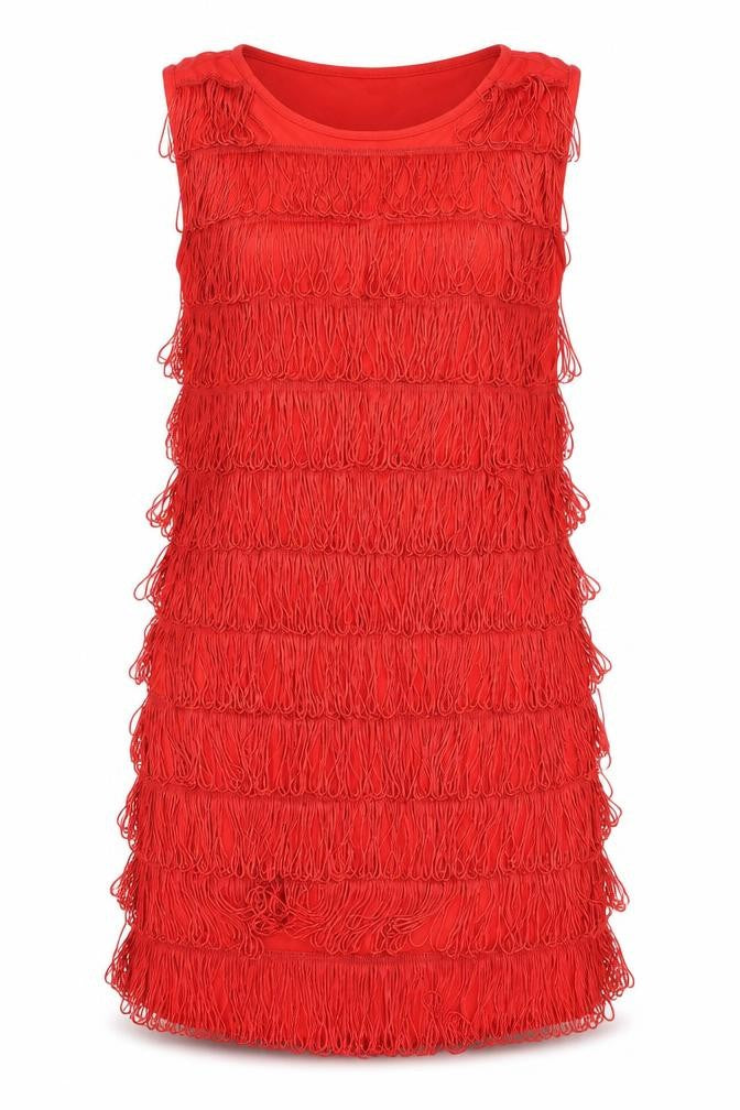 Preworn Womens Red Polyester A-Line Size L Round Neck Pullover