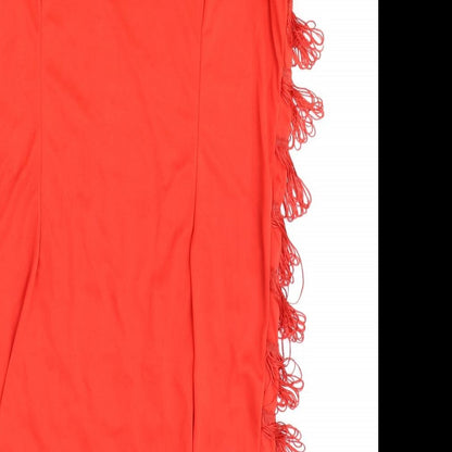 Womens Red Polyester A-Line Size L Round Neck Pullover