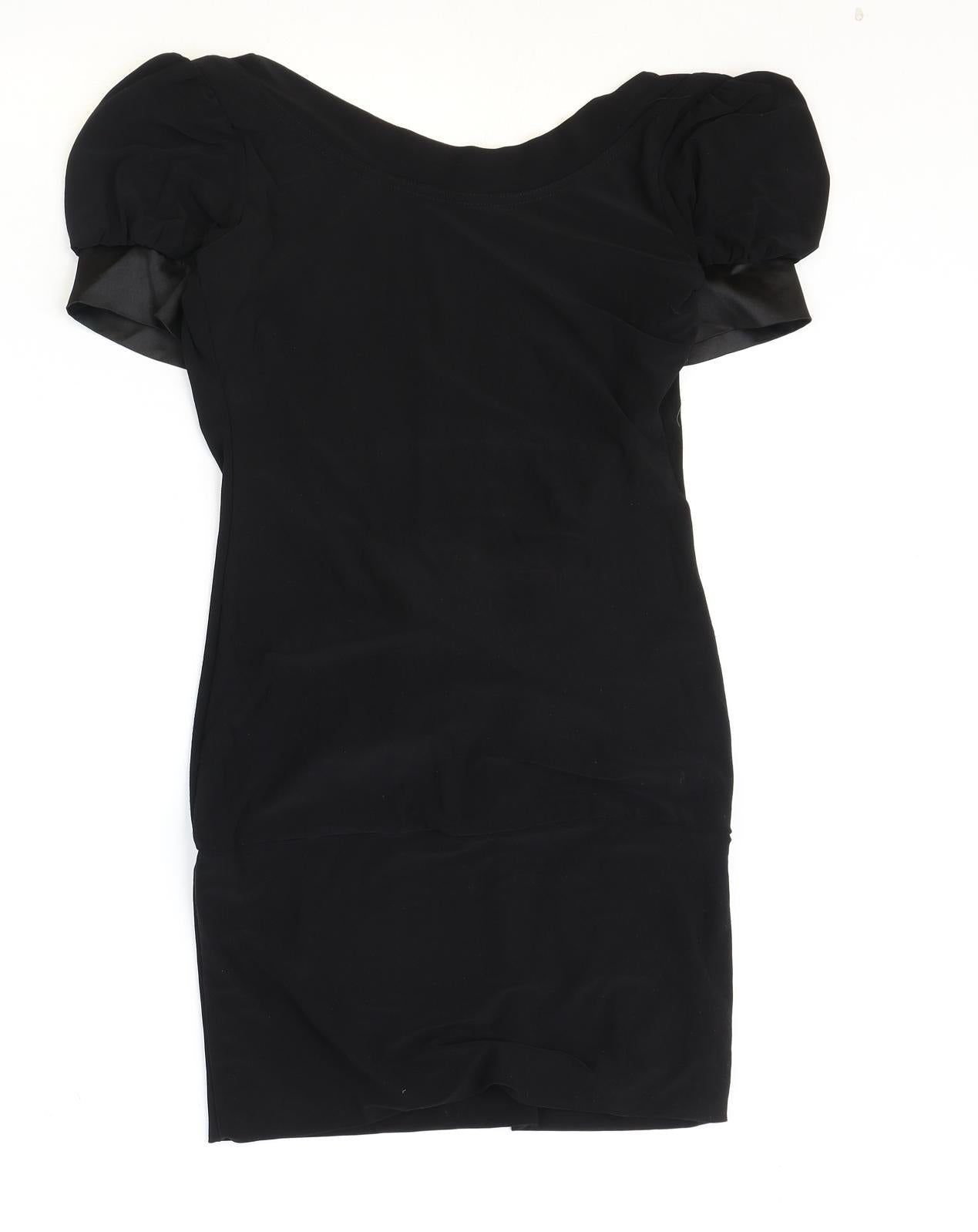 WEST WEBB Womens Black Polyester A-Line Size 12 Boat Neck Pullover