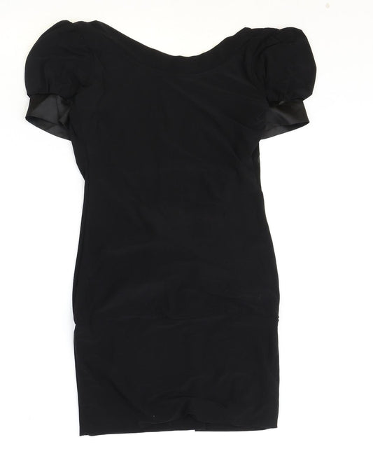 WEST WEBB Womens Black Polyester A-Line Size 12 Boat Neck Pullover