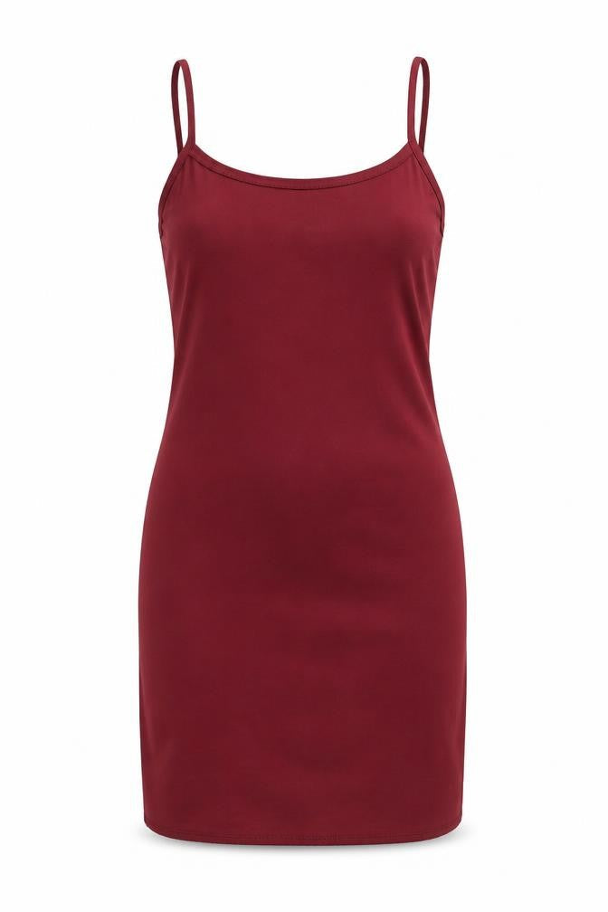 Boohoo Womens Red Polyester Slip Dress Size 4 Scoop Neck Pullover
