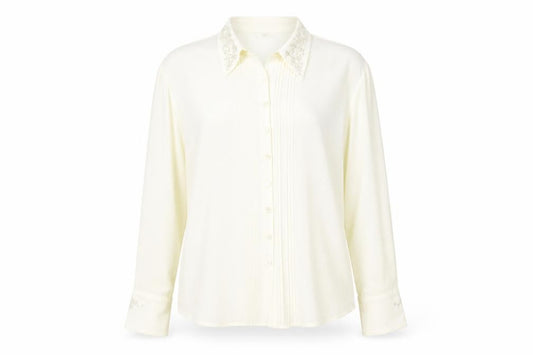Marks and Spencer Womens Ivory Polyester Basic Button-Up Size 12 Collared