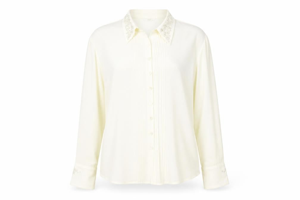Marks & Spencer Womens Ivory Polyester Basic Button-Up Size 12 Collared