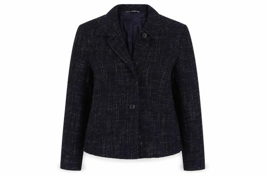 Marks & Spencer Womens Blue Geometric Linen Jacket Blazer Size 14