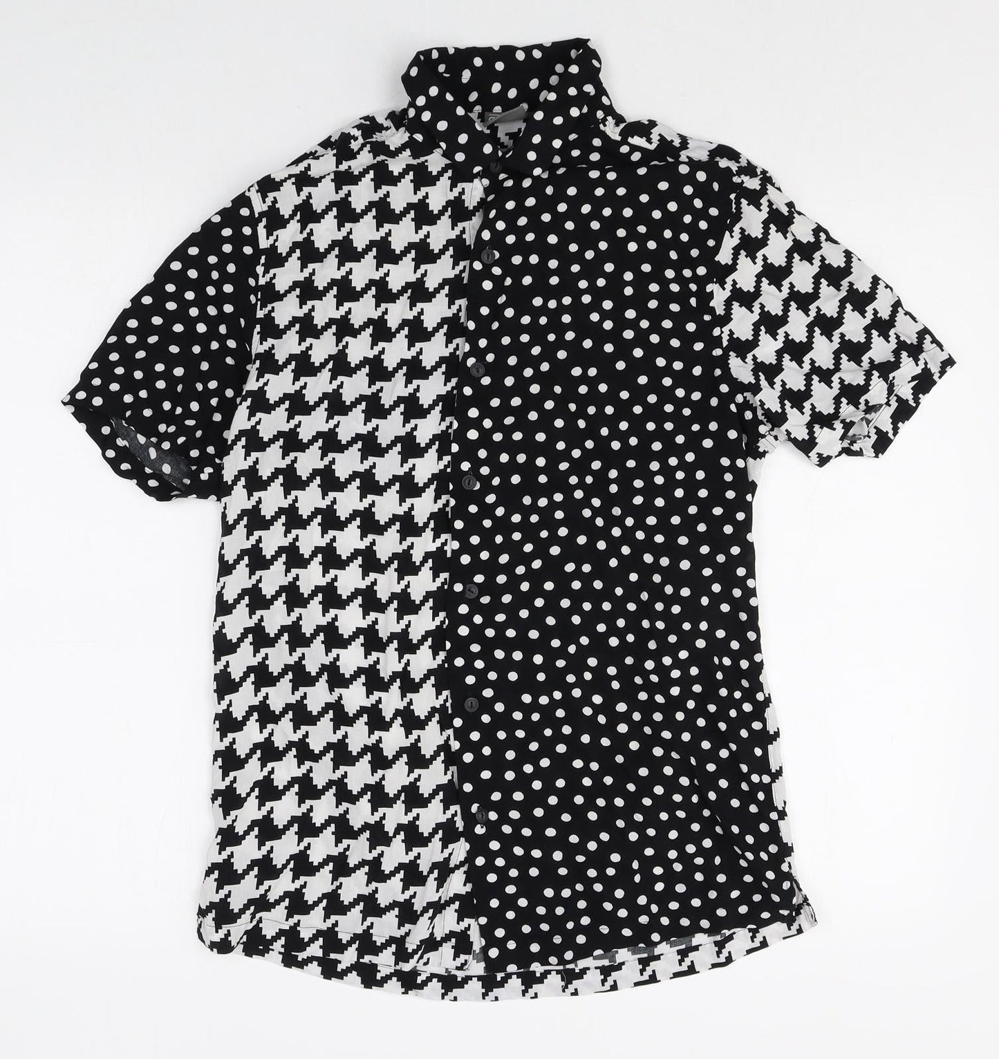 ASOS Womens Multicoloured Geometric Viscose Basic Button-Up Size S Collared