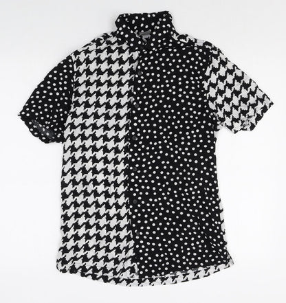 ASOS Womens Multicoloured Geometric Viscose Basic Button-Up Size S Collared