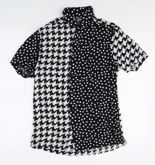 ASOS Womens Multicoloured Geometric Viscose Basic Button-Up Size S Collared