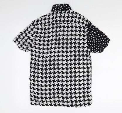 ASOS Womens Multicoloured Geometric Viscose Basic Button-Up Size S Collared