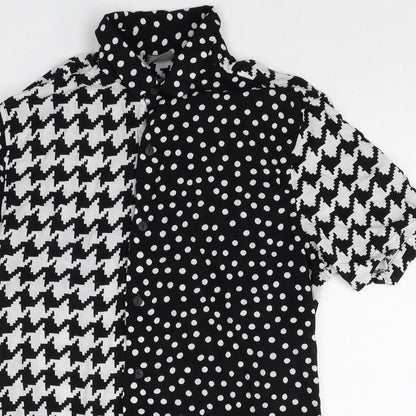 ASOS Womens Multicoloured Geometric Viscose Basic Button-Up Size S Collared