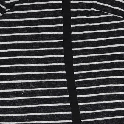 W5 Womens Black Striped Viscose Basic T-Shirt Size S Round Neck