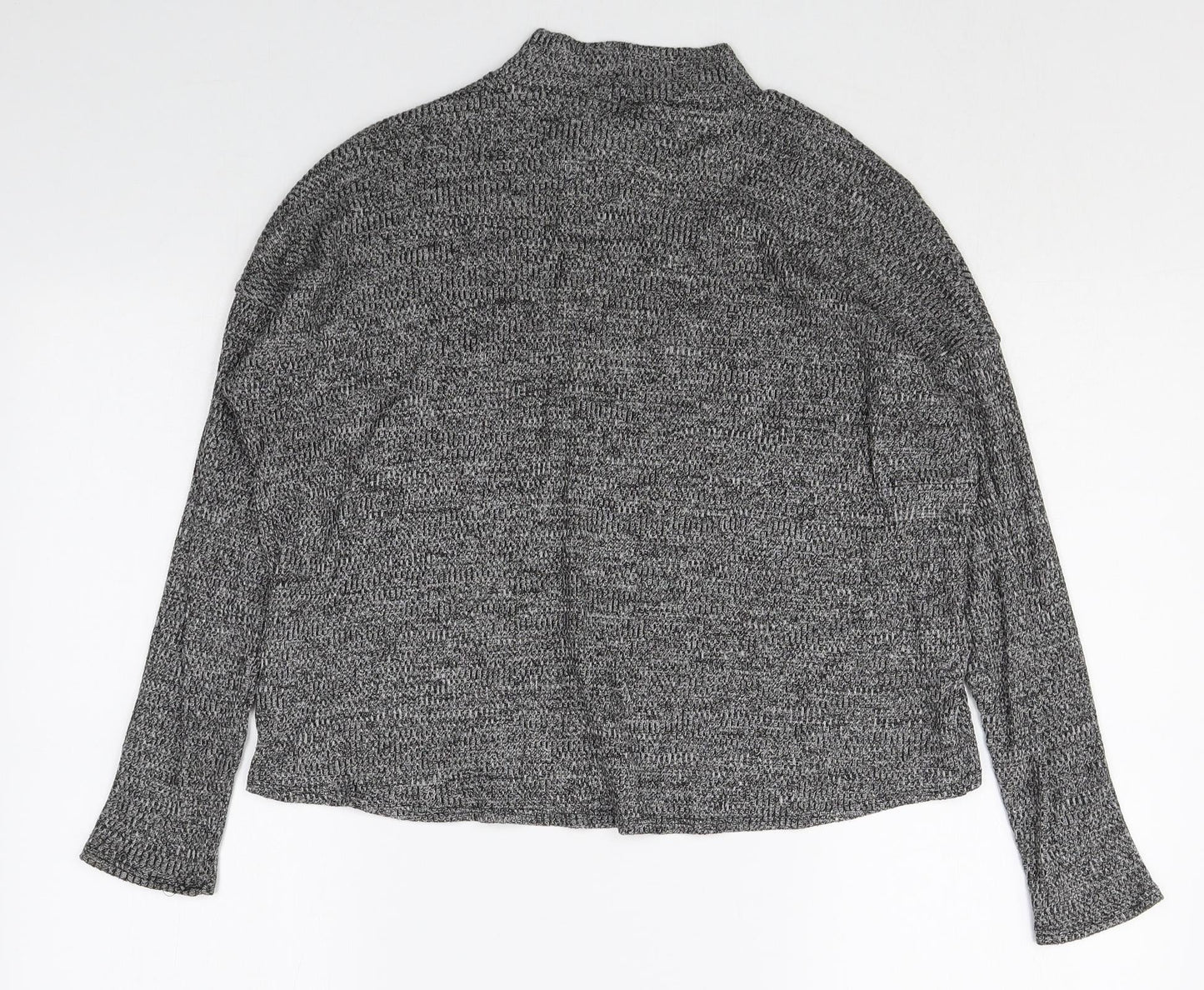 Divided Womens Grey Mock Neck Herringbone Polyester Pullover Jumper Size S Pullover