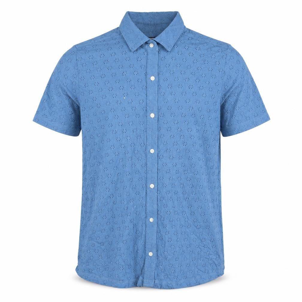 Lands' End Mens Blue Cotton Polo Size S Collared Button