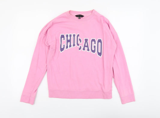 New Look Womens Pink Cotton Pullover Sweatshirt Size 6 Pullover - Chicago