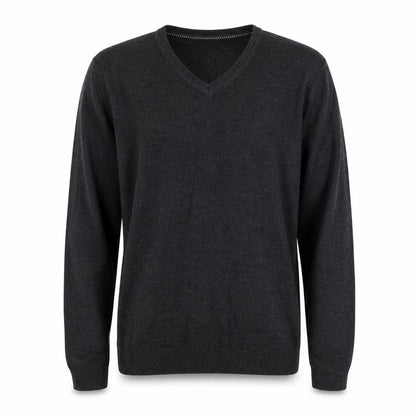 Easy Mens Grey V-Neck Acrylic Pullover Jumper Size S Long Sleeve