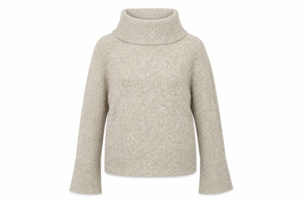 White Edition Womens Beige Roll Neck Acrylic Pullover Jumper Size 16