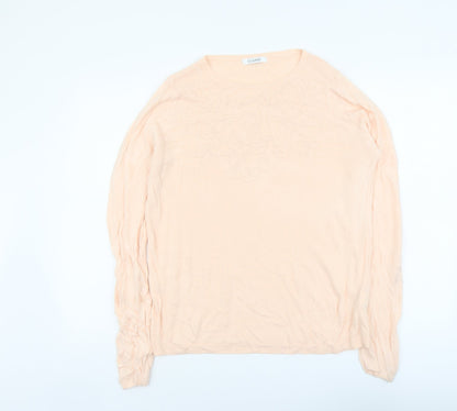 Marks & Spencer Womens Pink Round Neck Acrylic Pullover Jumper Size 14