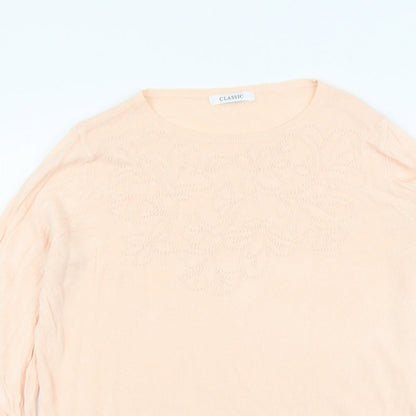 Marks & Spencer Womens Pink Round Neck Acrylic Pullover Jumper Size 14