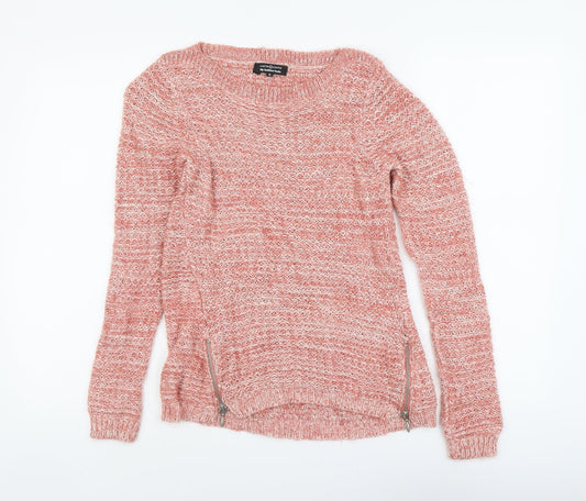 Coache Womens Pink Round Neck Acrylic Pullover Jumper Size 2XS