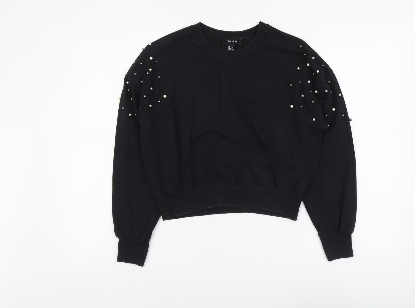 New Look Womens Black Cotton Pullover Sweatshirt Size 6 Pullover
