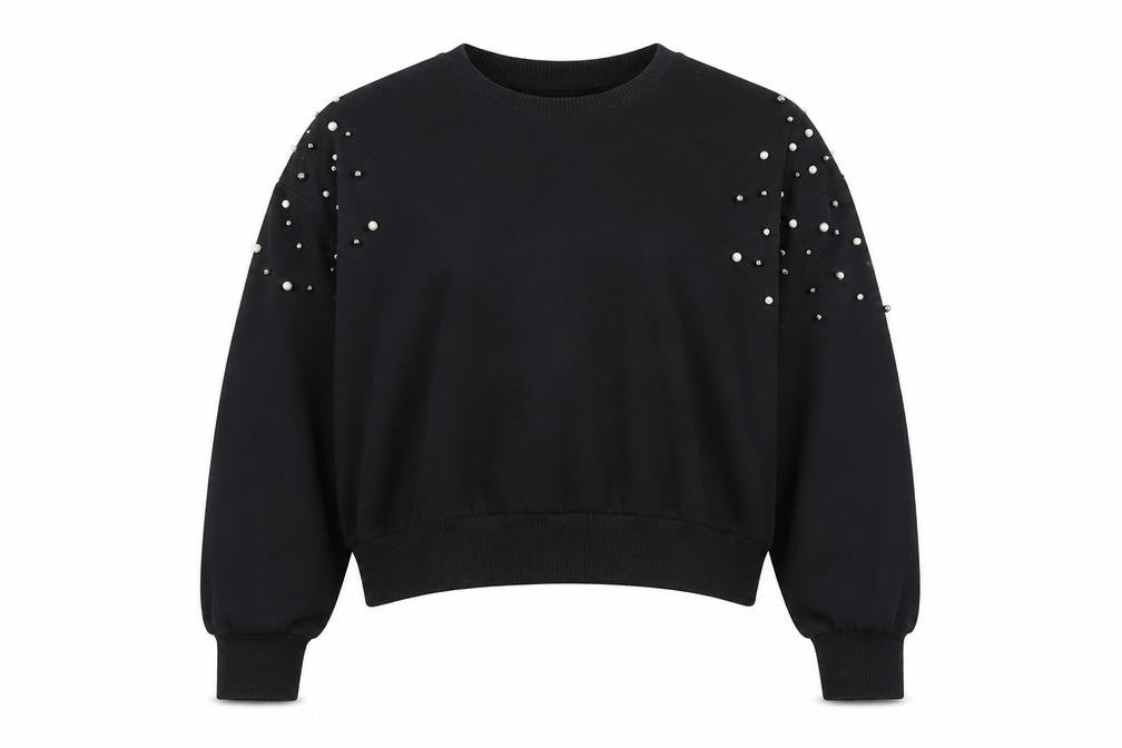 New Look Womens Black Cotton Pullover Sweatshirt Size 6 Pullover