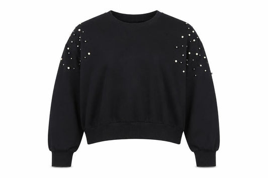 New Look Womens Black Cotton Pullover Sweatshirt Size 6 Pullover