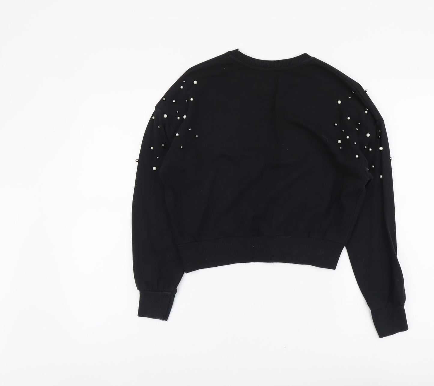 New Look Womens Black Cotton Pullover Sweatshirt Size 6 Pullover