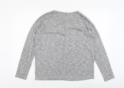 Dunnes Womens Grey V-Neck Polyester Pullover Jumper Size 16