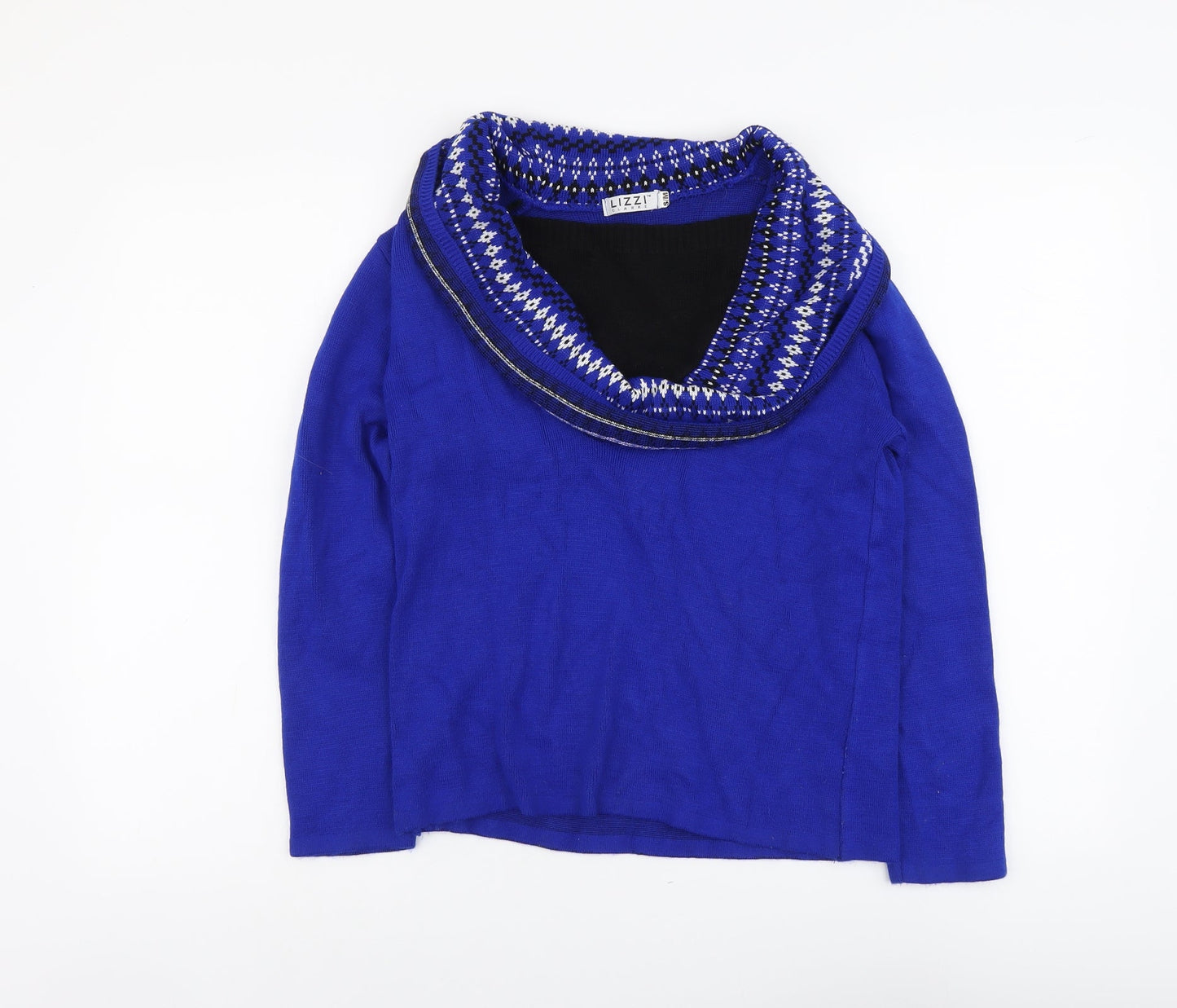 Lizzi Womens Blue Cowl Neck Acrylic Pullover Jumper Size S