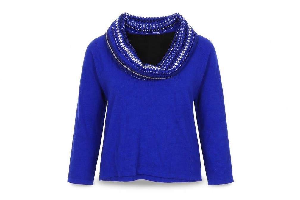 Lizzi Womens Blue Cowl Neck Acrylic Pullover Jumper Size S