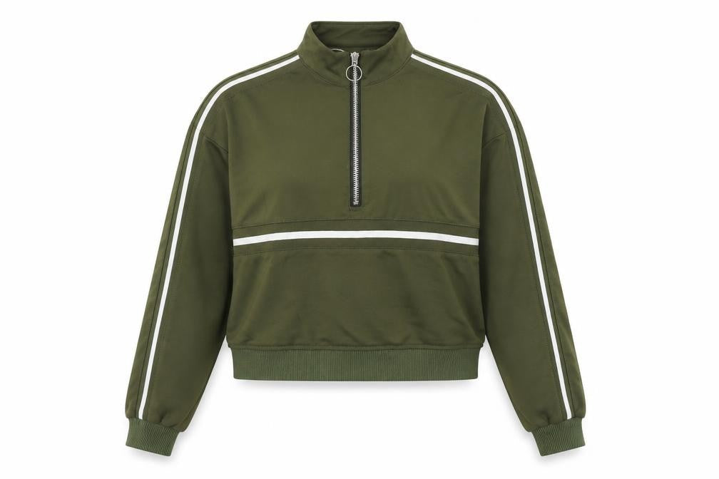 Preworn Womens Green Polyester Pullover Sweatshirt Size L Zip