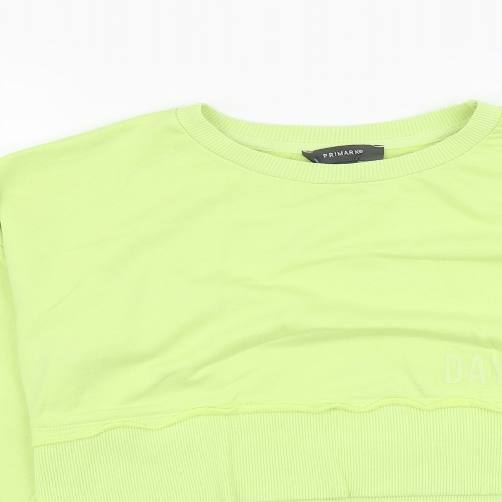 Primark Womens Green Cotton Pullover Sweatshirt Size 2XS Pullover