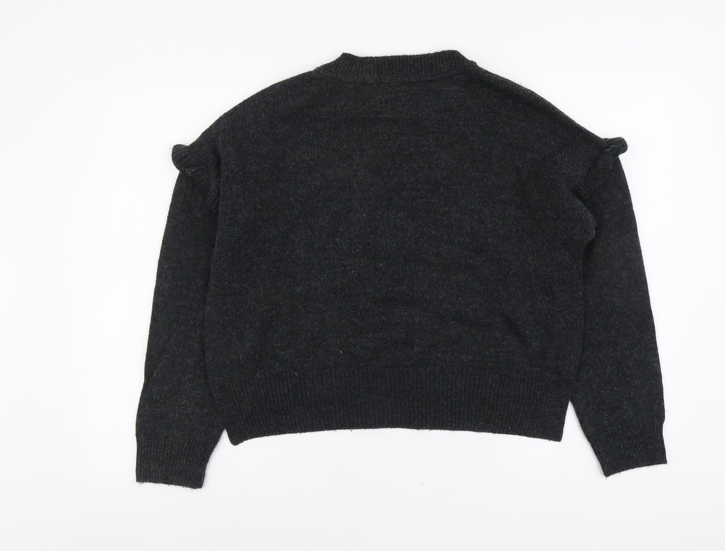 Cooperative Womens Grey Round Neck Acrylic Pullover Jumper Size S