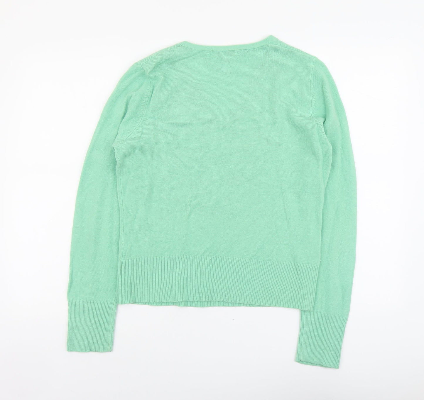 Ann McCartney Womens Green V-Neck Acrylic Pullover Jumper Size M