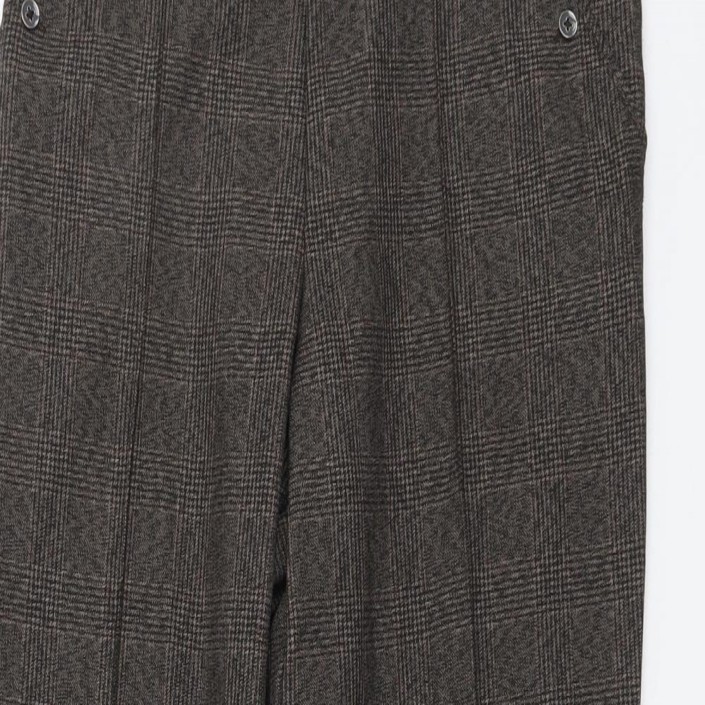 Marks and Spencer Womens Brown Geometric Polyester Trousers Size 12 L28 in Regular